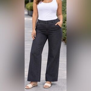 New Old Navy Charcoal Wide-Leg Jeans plus size 14